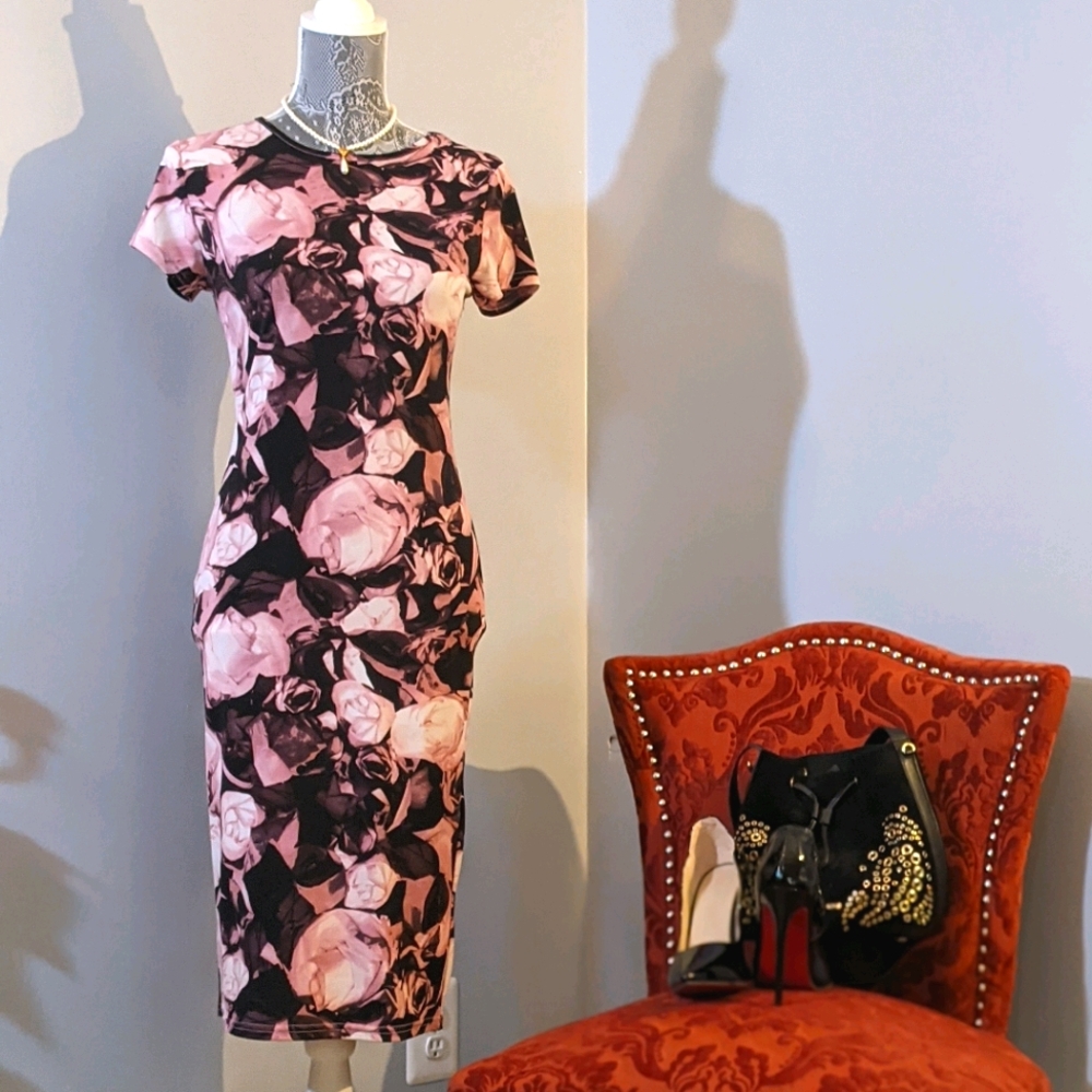 Black & Pink Floral Dress